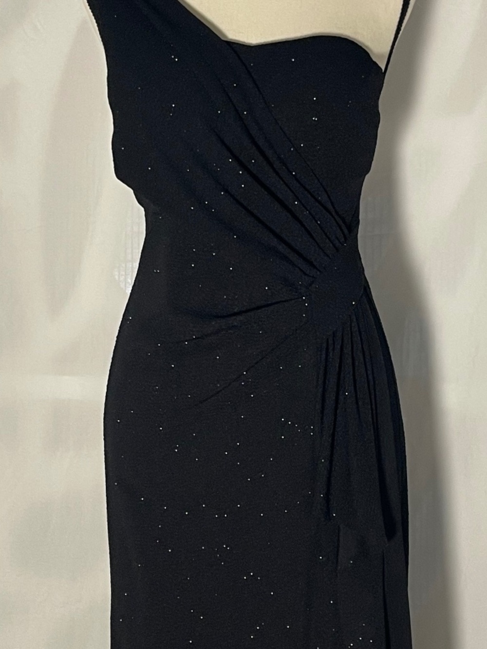 Stunning Silver and Black one shoulder Cocktail Dress